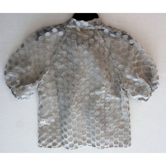 Ted Baker 259753 Women's Sz 1 Gray Caieta Organza Spot Tie Neck Blouse - Picture 10 of 12